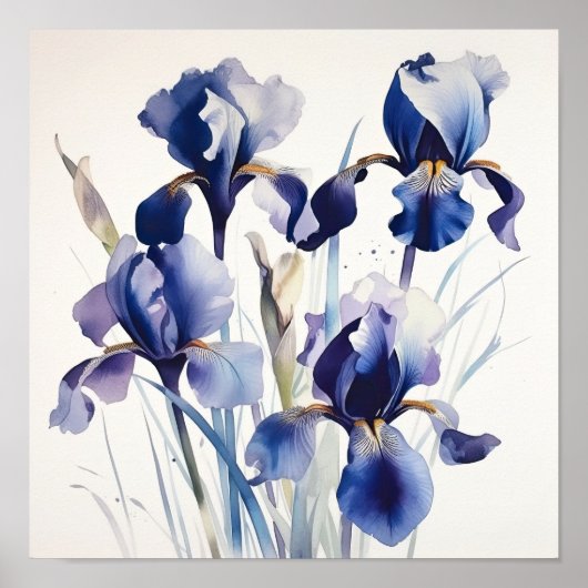 Blue Irische Blume Art Print Poster (Vorne)