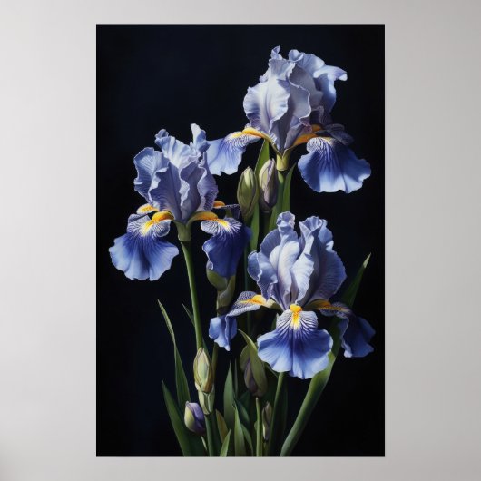 Blue Irische Blume Art Print Poster (Vorne)