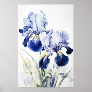 Blue Irische Blume Art Print Poster