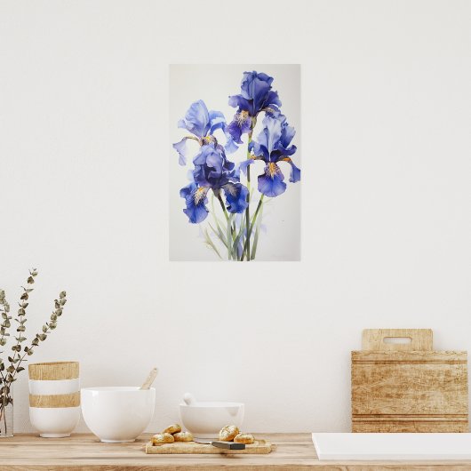Blue Irische Blume Art Print Poster (Küche)