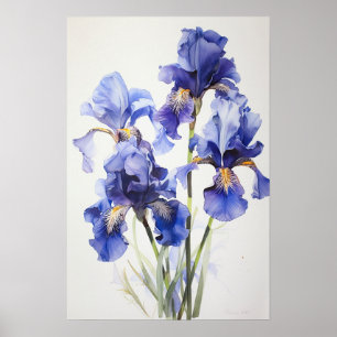 Blue Irische Blume Art Print Poster