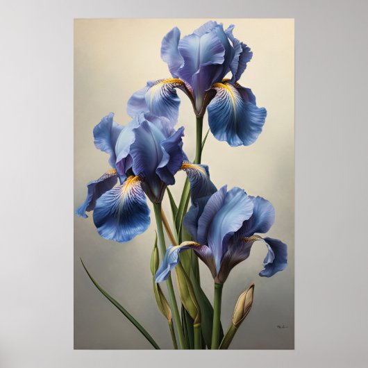 Blue Irische Blume Art Print Poster (Vorne)