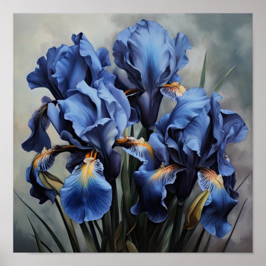 Blue Irische Blume Art Print Poster (Vorne)