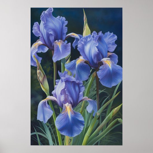 Blue Irische Blume Art Print Poster (Vorne)