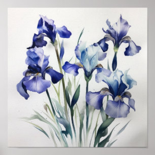 Blue Irische Blume Art Print Poster