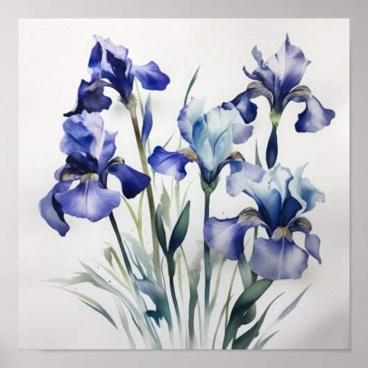 Blue Irische Blume Art Print Poster (Vorne)