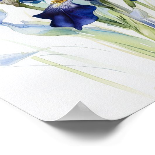 Blue Irische Blume Art Print Poster (Ecke)