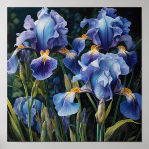 Blue Irische Blume Art Print Poster