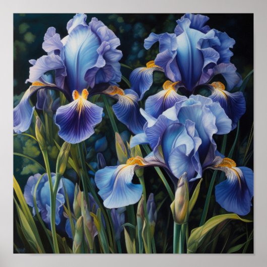 Blue Irische Blume Art Print Poster (Vorne)