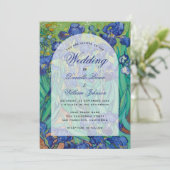 Blue Irises Floral Arch Van Gogh Wedding Elegant Einladung (Stehend Vorderseite)