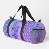 Blue Irises floral Art Personalisiert Duffle Bag (Rechte Ecke)