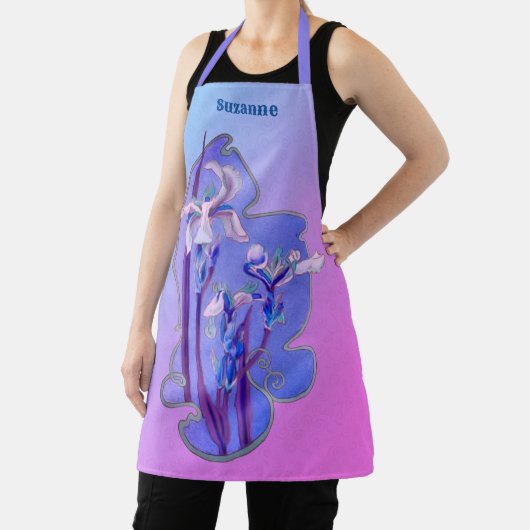 Blue Irises floral Art Personalisiert Schürze (InSitu)