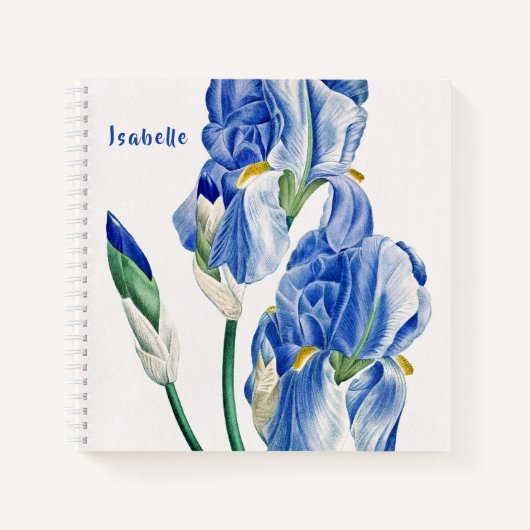 Blue Irises Monogram Notizblock (Vorderseite)
