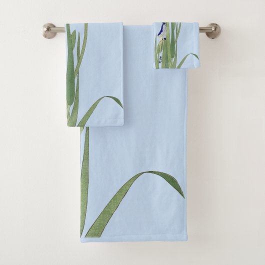 Blue Irises von Ohara Koson Badhandtuch Set (Insitu)