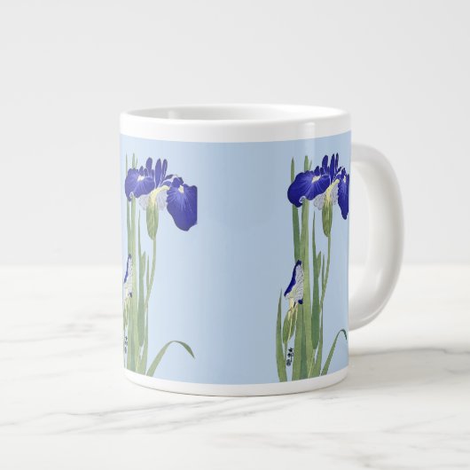 Blue Irises von Ohara Koson Jumbo-Tasse (Vorderseite Rechts)