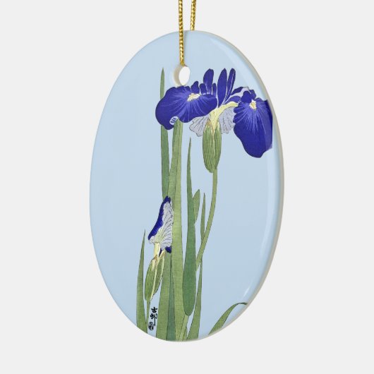 Blue Irises von Ohara Koson Keramik Ornament (Links)