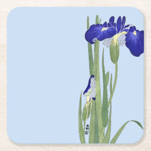 Blue Irises von Ohara Koson Rechteckiger Pappuntersetzer