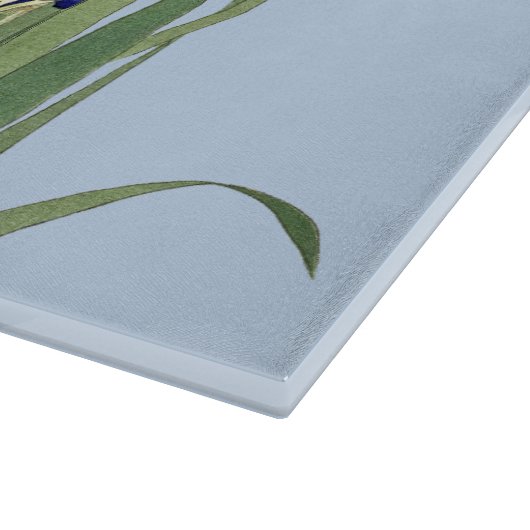 Blue Irises von Ohara Koson Schneidebrett (Ecke)