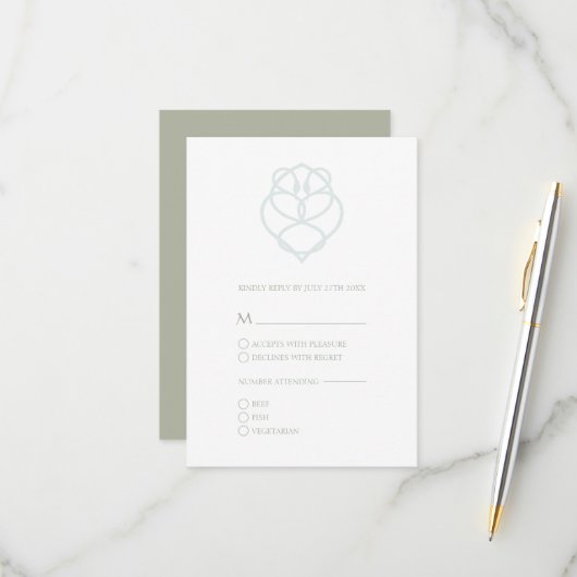 Blue Irish Celtic Swan Liebe Knot Wedding RSVP Car (Vorderseite/Rückseite Beispiel)