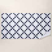 Blue Irish Wedding Chain Quilt Pattern Beach Handt Strandtuch (Vorderseite)