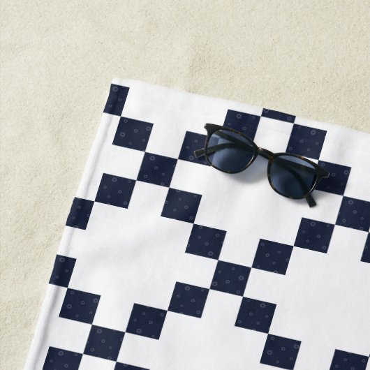 Blue Irish Wedding Chain Quilt Pattern Beach Handt Strandtuch (Beispiel)