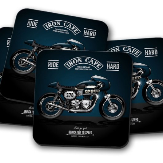 Blue Iron Café Motorrad Untersetzer | UNTERSETZER