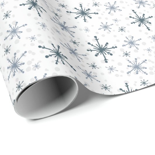 Blue-ish Gray Snowflake Tissue Paper Geschenkpapier (Rolleneckpunkt)