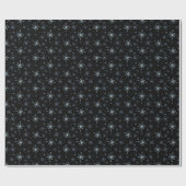 Blue-ish Gray Snowflakes on a Black Background Geschenkpapier (Flach)
