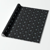 Blue-ish Gray Snowflakes on a Black Background Geschenkpapier (Ungerollt)