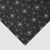 Blue-ish Gray Snowflakes on a Black Background Seidenpapier (Detail)