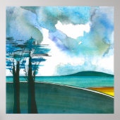 Blue Island Abstrakt Art Poster/Print 24x24" Poster (Vorne)