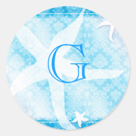 Blue Island Starfish Wedgram Runder Aufkleber