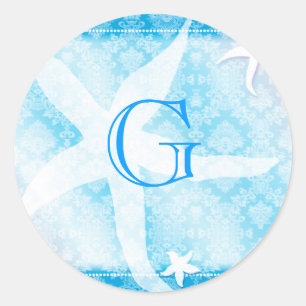 Blue Island Starfish Wedgram Runder Aufkleber