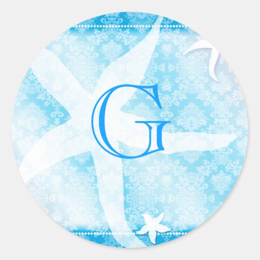 Blue Island Starfish Wedgram Runder Aufkleber (Vorderseite)