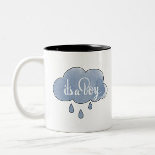 Blue It a Boy Calligrafy It is a Boy Art Gender Zweifarbige Tasse