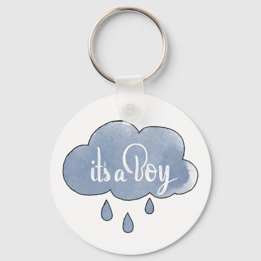 Blue It a Boy Calligraphy Es ist eine junge Kunst Schlüsselanhänger (Vorderseite)