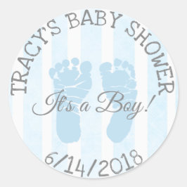 Blue It a Boy Footprints Baby Shower Stickers