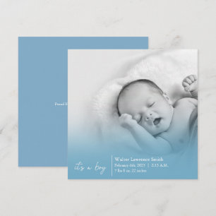 Blue It is a Boy Birth Announcement Ankündigung