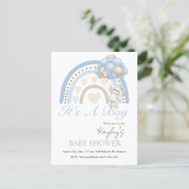 Blue It is a Boy Rainbow Budget Baby Shower Postkarte