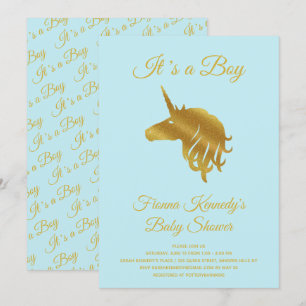 Blue It is a Boy Unicorn Baby Shower Einladung