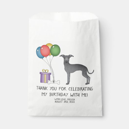 Blue Italian Greyhound Cartoon Dog Birthday Geschenktütchen (Vorderseite)