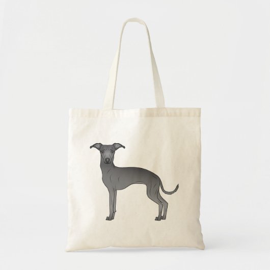 Blue Italian Greyhound Cartoon Dog Illustration Tragetasche (Vorne)