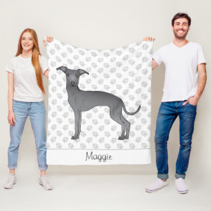 Blue Italian Greyhound Cartoon Dog mit einem Namen Fleecedecke