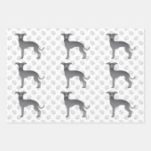 Blue Italian Greyhound Cartoon Hunde mit Paws Geschenkpapier Set (Vorderseite 2)