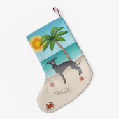 Blue Italian Greyhound im Tropical Summer Beach Kleiner Weihnachtsstrumpf (Rückseite (Hängend))