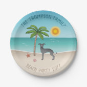 Blue Italian Greyhound im Tropical Summer Beach Pappteller (Vorderseite)