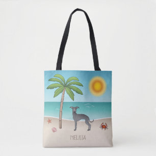 Blue Italian Greyhound im Tropical Summer Beach Tasche