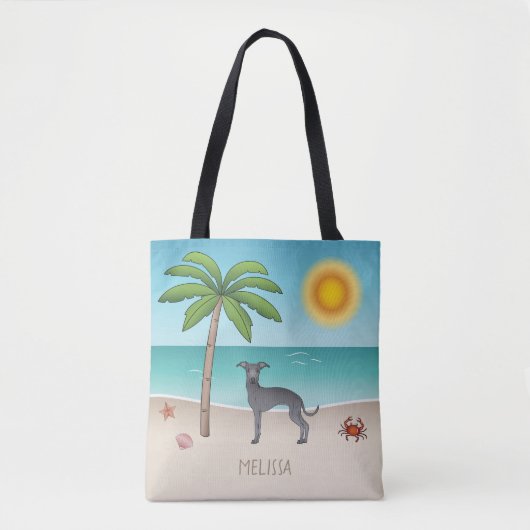 Blue Italian Greyhound im Tropical Summer Beach Tasche (Vorderseite)