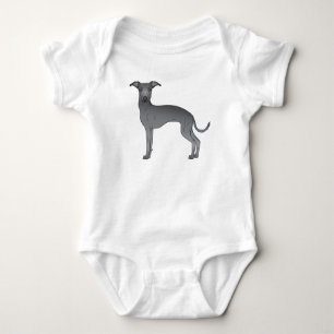 Blue Italian Greyhound Niedlich Cartoon Dog Design Baby Strampler