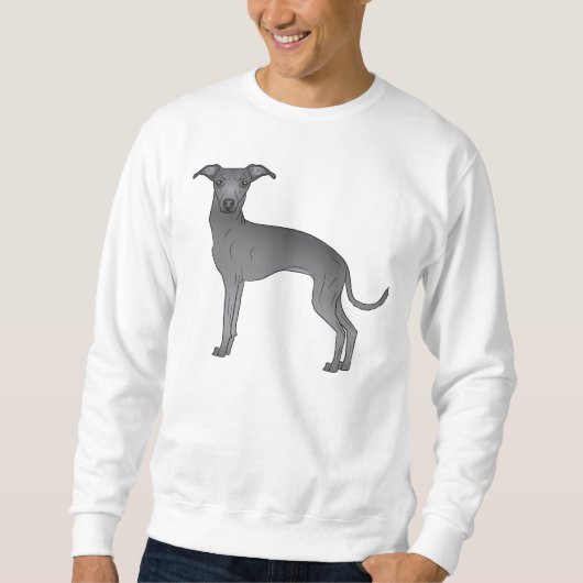 Blue Italian Greyhound Niedlich Cartoon Dog Design Sweatshirt (Vorderseite)